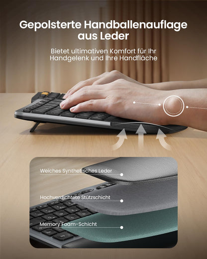 ProtoArc EK01 Plus Ergonomische Split Tastatur Kabellos Beleuchtet