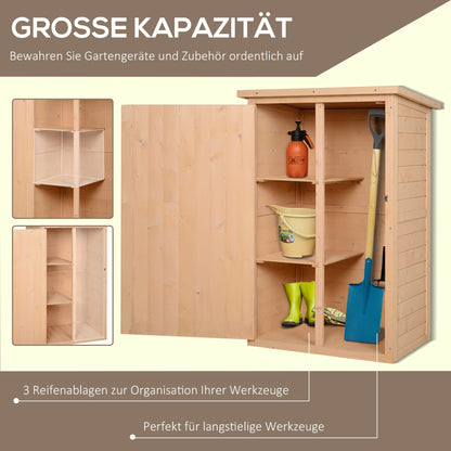 Outsunny Gartenschrank Holz Geräteschuppen 75x56x115cm Natur