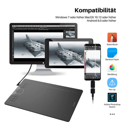 HUION HS610 Grafiktablett – Arbeitsfläche 25.4 x 15.8 cm