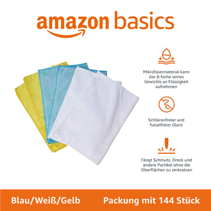Amazon Basics Mikrofaser-Reinigungstuch, 30.5 x 40.6 cm, 144 Stück