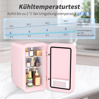 YASHE Mini-Kühlschrank 6 Liter, tragbar, thermoelektrisch, Pink