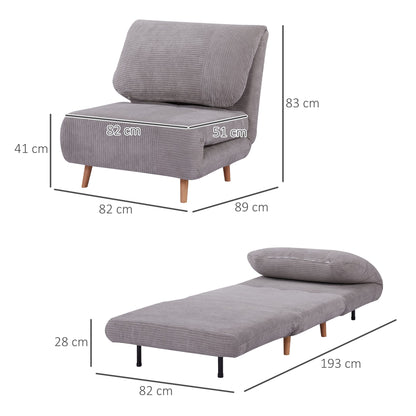 HOMCOM 2-in-1 Schlafsofa Gästebett - Cord-Optik Hellgrau