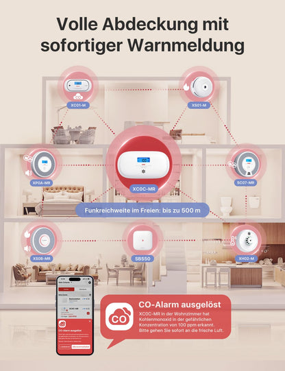 X-Sense Smart Kohlenmonoxid-Melder XC0C-MR11 mit Basisstation SBS50