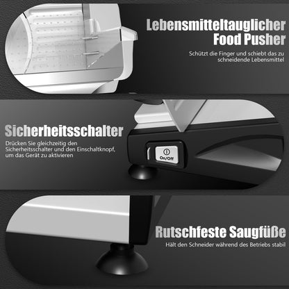 YASHE Elektrischer Allesschneider 200W mit 19 cm Edelstahlklingen