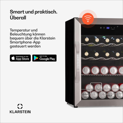 Klarstein Coachella 65 Getränkekühlschrank – Edelstahl Glastür 60 L
