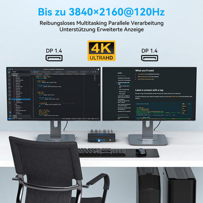 CMSTEDCD 8K60Hz Displayport KVM Switch 2 PC 2 Monitore