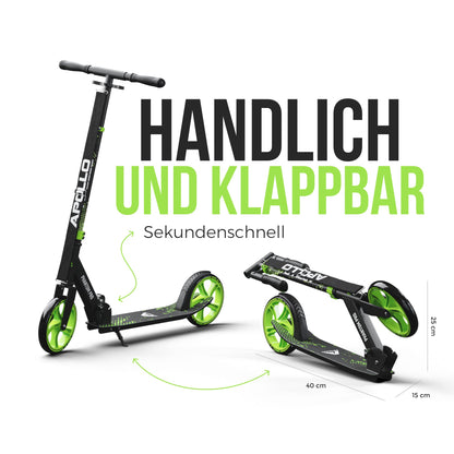 Apollo Phantom Pro City Scooter - XXL-Räder, faltbar, höhenverstellbar, Tretroller für Erwachsene, Kinder und Jugendliche, kompakter City-Roller