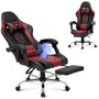 COLAMY Gaming Stuhl mit Fuss- & Lendenwirbelstütze - Rot. Roter Gaming-Stuhl mit Fuss- & Lendenwirbelstütze für ergonomischen Komfort beim Spielen.