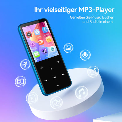 AGPTEK MP3 Player 64GB Bluetooth 5.3 mit Lautsprecher, Blau