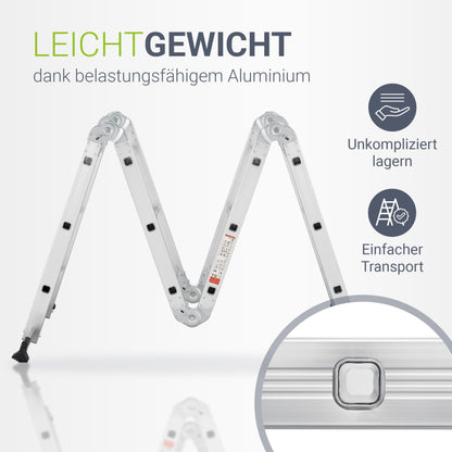 Juskys Aluminium Multifunktionsleiter 3x4 Stufen 3.6m klappbar