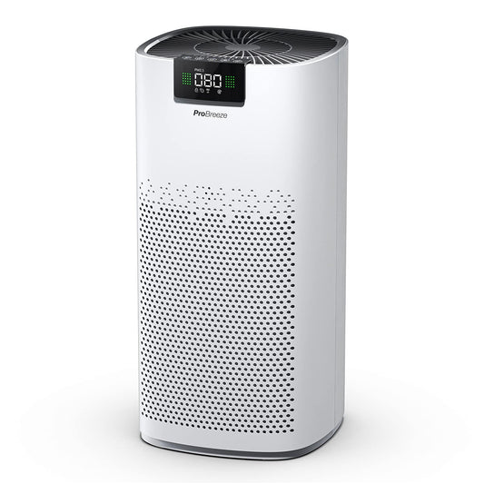 Pro Breeze Luftreiniger Hepa 13 UV-C Ionisierer - 140m² CADR 460m3. Weißer Turm zur Luftreinigung für Flächen bis 140m².