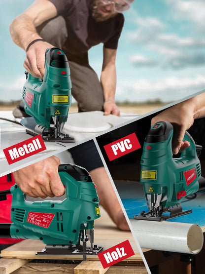HYCHIKA Stichsäge 800W mit Laserführung und 6 Sägeblättern
