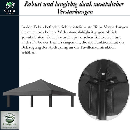 freigarten.de Ersatzdach für Pavillon 3x3 m, wasserdicht, Anthrazit