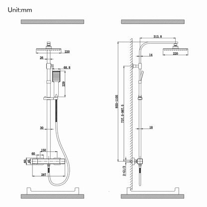 HOMELODY Duschsystem mit Thermostat Regendusche - Chrom
