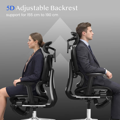 FLEXISPOT ErgoX Ergonomischer Bürostuhl mit Fussstütze, Dunkelgrau
