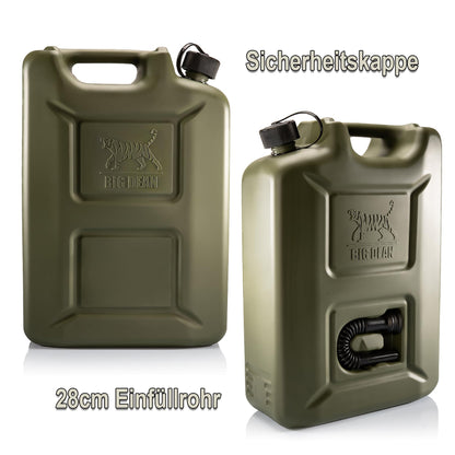 BigDean Benzinkanister 20L Olivgrün – 5er Set mit Ausgiesser