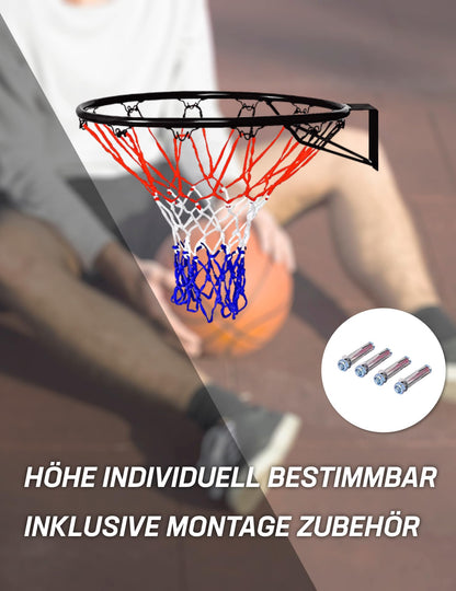 STREET SKILLER Basketballkorb mit Wandhalterung und Netz, 45 cm