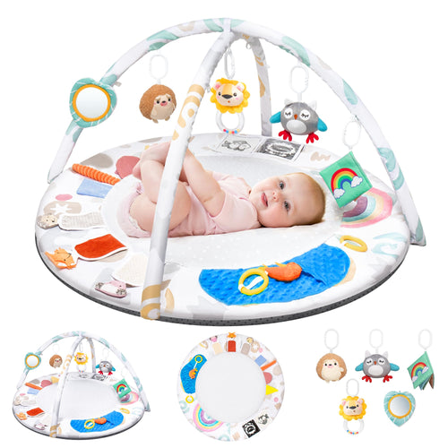Oneyus Spielbogen Baby mit Krabbeldecke, 5 Greiflinge, ab Geburt