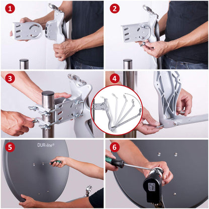 DUR-line Select 75/80cm Sat-Anlage – Hellgrau 4 Teilnehmer Set