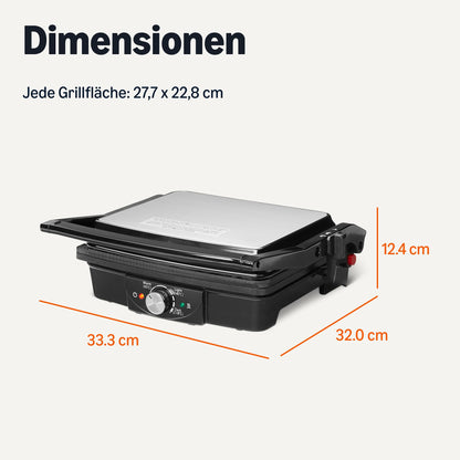 Amazon Basics Elektrischer Kontaktgrill, 2000 W, Antihaftplatten