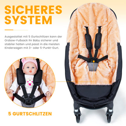 Orzbow Fusssack Buggy Universal Winter – Kunstfell, Schwarz