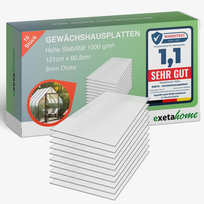Exeta Hohlkammerplatten für Gewächshaus 10 Stk 6mm Transparent