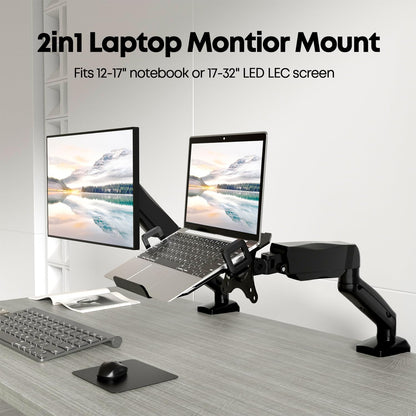 PUTORSEN Monitor Arm Laptop Halterung – 17-32" Monitor, 17" Laptop