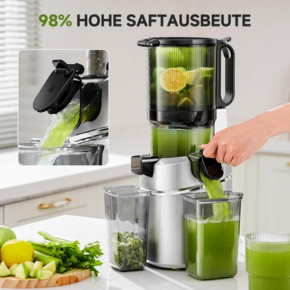 AMZCHEF Automatischer Slow Juicer 145mm Öffnung - Silber