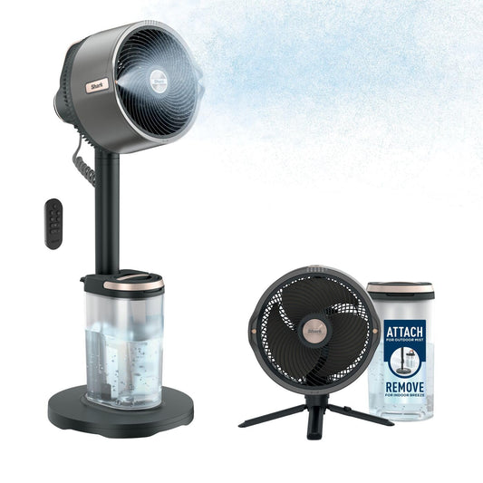 Shark FlexBreeze Pro Mist Akku-Ventilator - Anthrazit FA300EU. Anthrazitfarbener Akku-Ventilator mit Nebel. Kühlt und befeuchtet mobil Innen- & Außenbereiche.