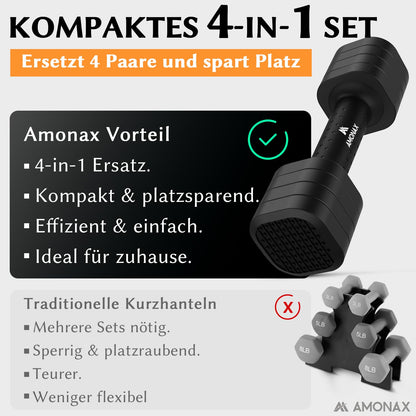 Amonax Kurzhanteln verstellbar, 2er Set Hantelset 2-5 kg, Schwarz
