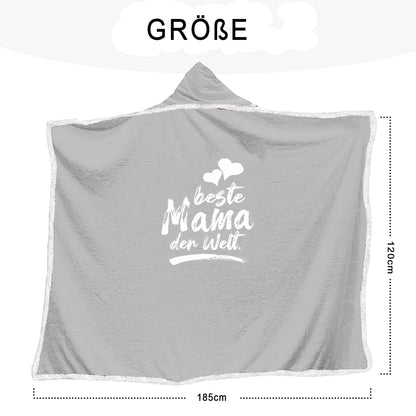 ACCZ Kuscheldecke mit Ärmeln Beste Mama, Sherpa-Decke 120 x 185 cm