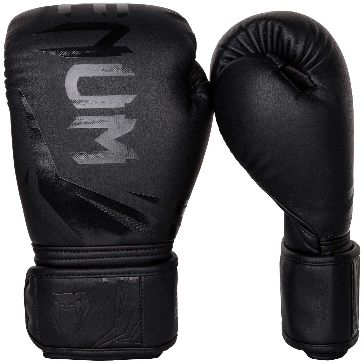 Venum Challenger 3.0 Boxhandschuhe Unisex, 12 Oz, Schwarz, PU mit breitem Klettverschluss