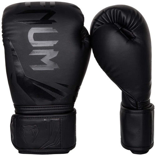 Venum Challenger 3.0 Boxhandschuhe Unisex, 12 Oz, Schwarz, PU mit breitem Klettverschluss