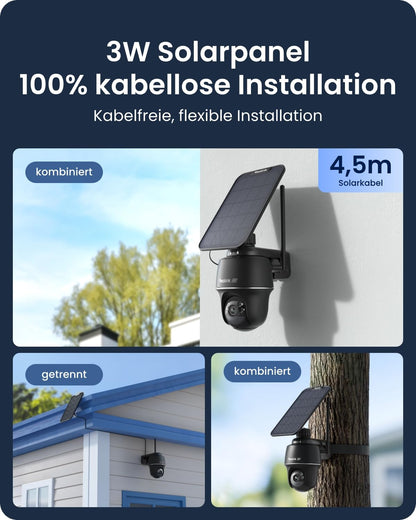 Reolink Argus PT Ultra 4K Überwachungskamera Aussen mit Solarpanel