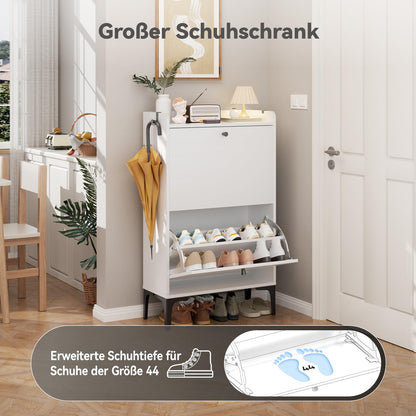 Dripex Schuhschrank weiss, 2 Flip-Schubladen, schmal