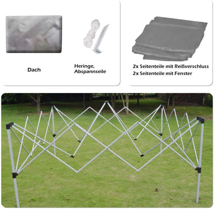ISE Faltpavillon 3x3m mit Seitenwänden UV-Schutz 50+ – Grau