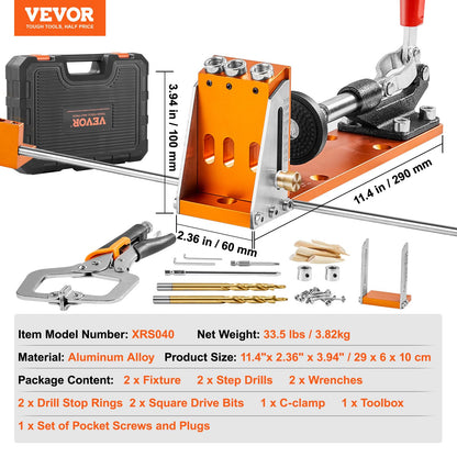 VEVOR Taschenloch-Bohrschablone Set XRS040 – Bohrhilfe für Holz