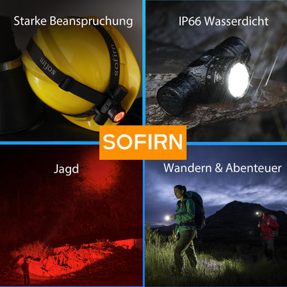 Sofirn HS21 LED-Stirnlampe, wiederaufladbar, 2200 Lumen mit Rotlicht