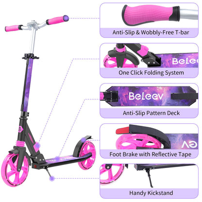 BELEEV Big Wheel Cityroller – LED leuchtend, faltbar 200mm