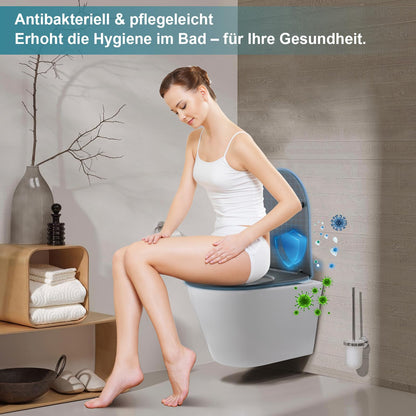MEEJEE WC Sitz D Form Absenkautomatik Duroplast - Grau