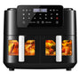 LLIVEKIT Heissluftfritteuse 9L Doppelkammer Airfryer mit Sichtfenster und zwei Schubladen