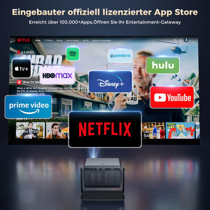 AMEELA 1080P Beamer – 30000 Lumen, 4K, Smart WiFi, Autofokus