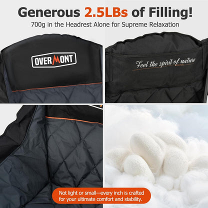 Overmont Übergrosser Gepolsterter Klapp Campingstuhl - Schwarz