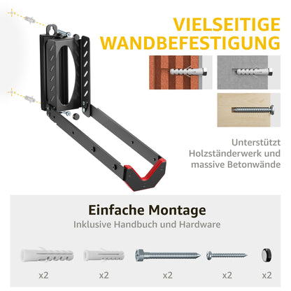 monTEK schwenkbare platzsparende Fahrrad Wandhalterung - 4 Stück