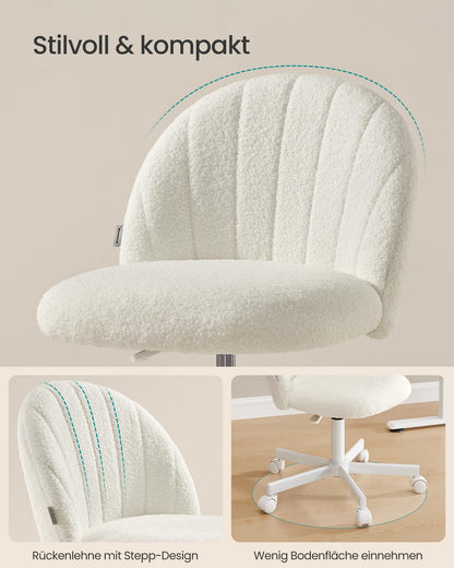 SONGMICS Bürostuhl OBG027WD01, Fleece, höhenverstellbar, cremeweiss