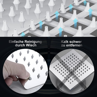 JOHO Regendusche Duschkopf eckig 40x40 cm Edelstahl Anti-Kalk-Düsen