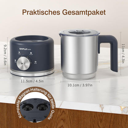 SIMPLETASTE Milchaufschäumer elektrisch 4-in-1, Edelstahl, 600 W