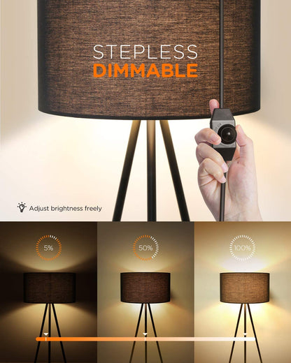 tomons LED Stehlampe Dimmbar mit Metall-Dreibein – Schwarz