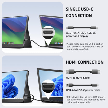 UPERFECT Portable Monitor 15.6 Zoll Tragbarer Monitor - Schwarz