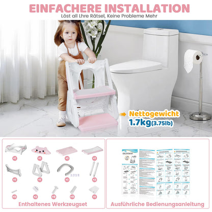 Orzbow Toilettensitz Kinder mit Treppe, höhenverstellbar, Rosa